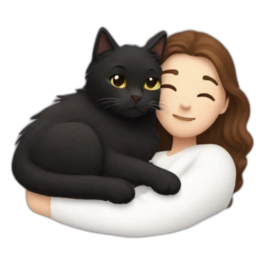 black fluffy cat and white woman with brown hair cuddling sticker