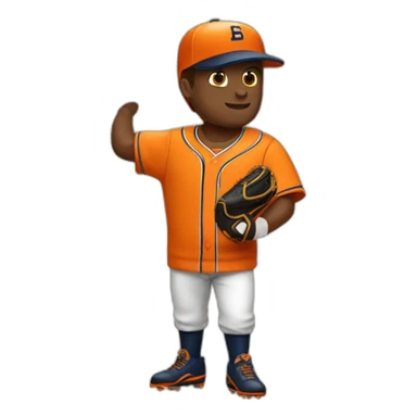 Castor bateando con uniforma de béisbol color naranja sticker