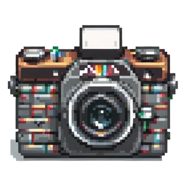 black old school photo camera with flash sticker