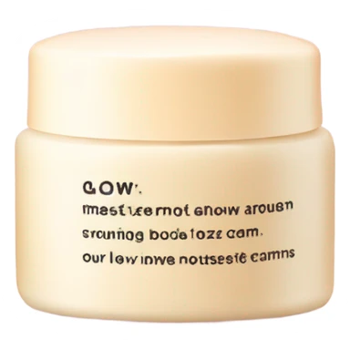 body moisturizer cream pot with a text saying glow  sticker