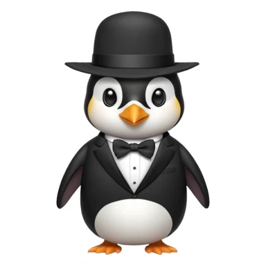 Penguin wearing a suit with a big hat  sticker