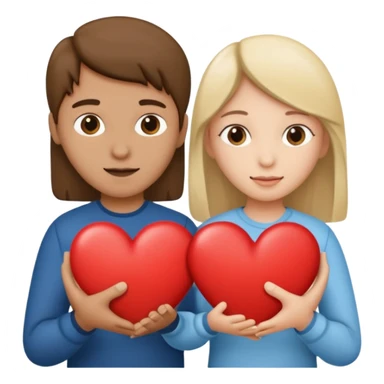 Two people holding half a heart up sticker