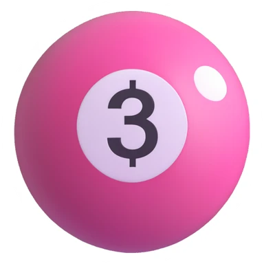 pink billiard ball with the number 23 inside a white circle sticker