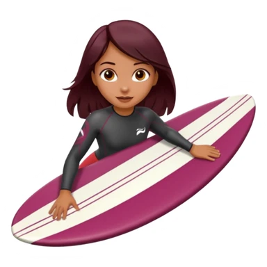Chica haciendo surf morena pelo color bordo  sticker