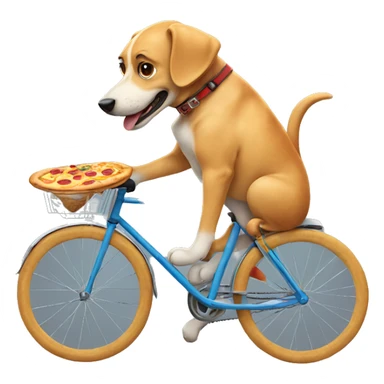 dog wearing a bicycle eating pizza sticker