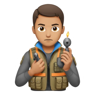 a guy shooting while holding his mouse sticker