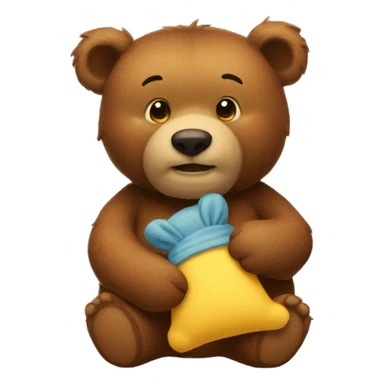 A brown bear holding a Winnie the Pooh plushie sticker