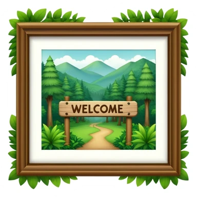 A sign that says “Welcome to Htrae” with a lush forest in the background sticker