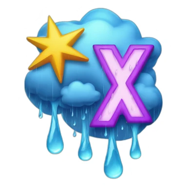 The letter X with rain drop lightning weather sticker