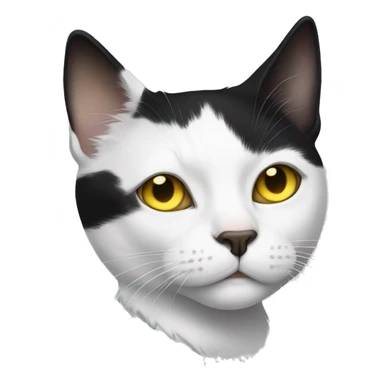 Black white cat with yellow eyes and patch over one eye sticker