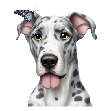 Blue Merle Great Dane and butterfly sticker