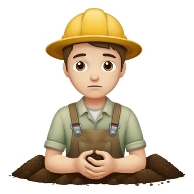 Sad young white gardener  sticker