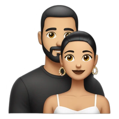 “White latino man with a buzz cut and skin black hair fade, thin beard, and well-defined mustache by a barber, embracing his Black wife with very straight hair and large earrings.” sticker