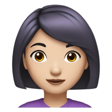 Asian girl with black hair, purple top and eyeliner makeup sticker