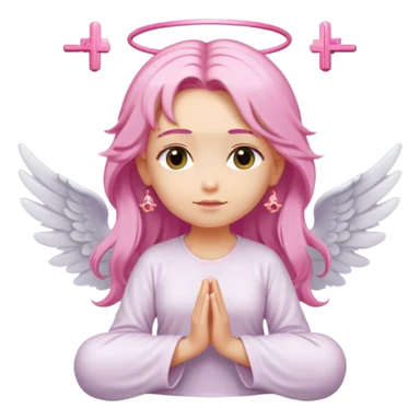 Blonde woman angel with long hair meditating with pink hair clips sticker