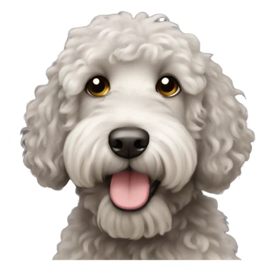 Black curly hair labradoodle dog with a white beard sticker