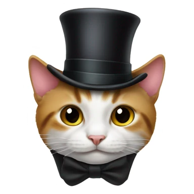 Cat hiding inside an upside down top hat sticker