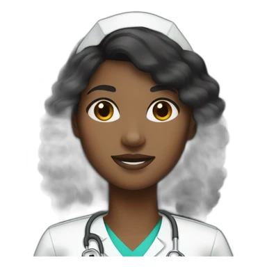 Nurse black woman straight hair no glasses sticker