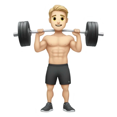 Kawaii White man with light brown hair at gym standing with barbell from side view sticker