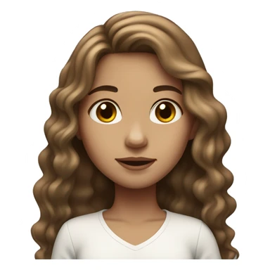 girl with light skin and long wavy brown hair with white iPad sticker