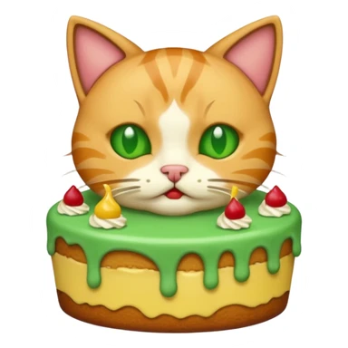 Cat vomiting because of eating cake sticker