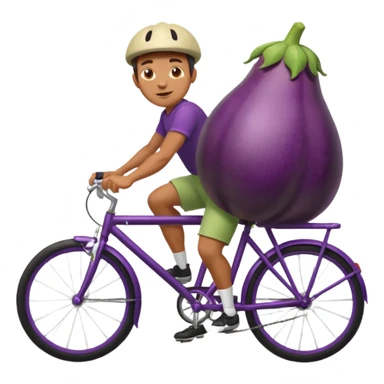 Man riding on an eggplant bicycle sticker