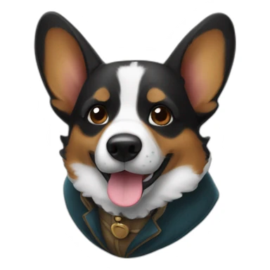 Black corgi wearing Sherlock holmes costume sticker