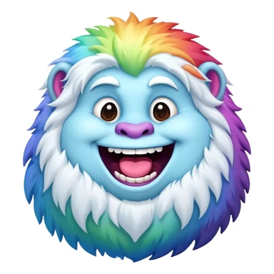 fat rainbow yeti laughing  sticker