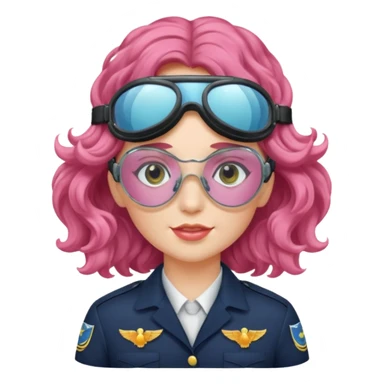 Flight Officer Lila – wavy rose-hair pilot with mirrored goggles sticker