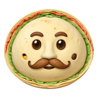 a fresh "Flying" flour tortilla football with a mustache sticker