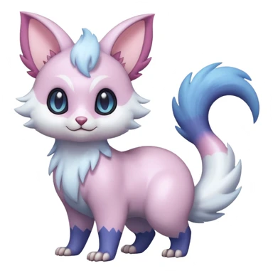 Shiny Iridescent Pale Pastel Whitish Bright Furret-Absol-Skitty-Noibat-Hybrid (Full body) sticker