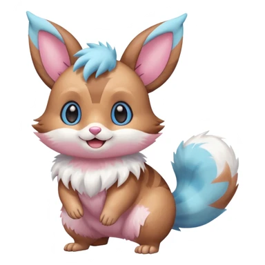 Kawaii Shiny Colorful Pastel Furret-Eevee-fusion Full Body sticker