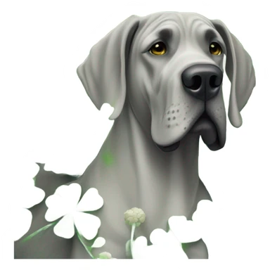 Grey great dane with clover sticker