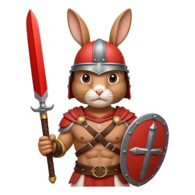 a rabbit Roman Gladiator, half upper  sticker