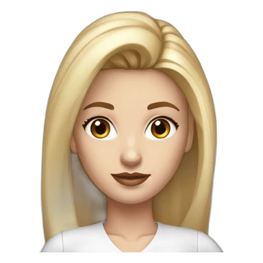 hyperrealist caucasian long blonde brown eyes woman white top gray mini tight skirt black high heels sticker