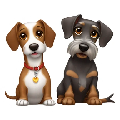 Weiner dog and schnauzer brown ￼ sticker