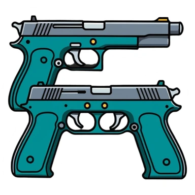 dual pistols cartoonish sticker style sticker
