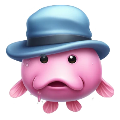 Blob fish drooling wet with a hat on sticker