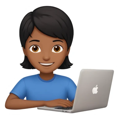 make an emoji of a black hair developer behind laptop sticker
