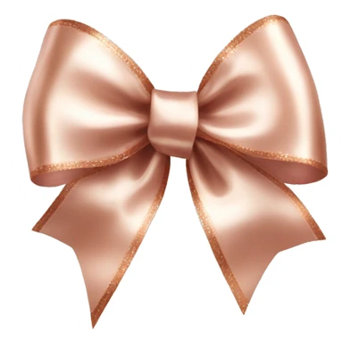 Realistic isolated rose gold shiny silk ribbon bow with edges of the bow lined with white fur. sticker