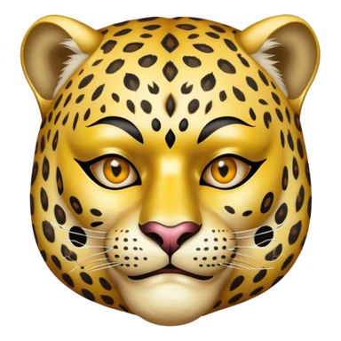 a fat old man, with a leopard suit,  wear half-face golden Leopard masquerade mask sticker