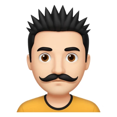spiky haired mustached man sticker