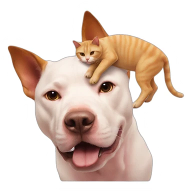 Cat on a dog on a pig sticker