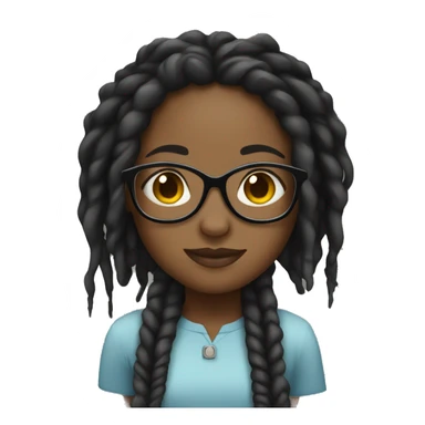 black girl with dreads and clear glasses sticker
