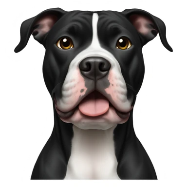 all black pitbull with white chest and potato in his mouth sticker