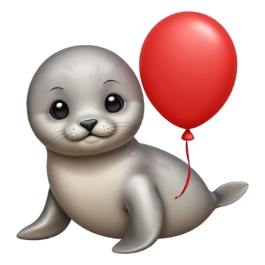 Baby seal holding balloon sticker