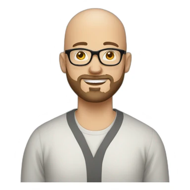 30 year old white bald man with a beard and round black glasses sticker