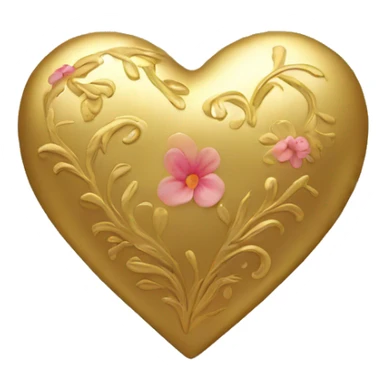 Golden heart with a floral pattern on it  sticker