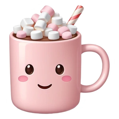 Light Pink mug of hot chocolate with marshmallows  sticker