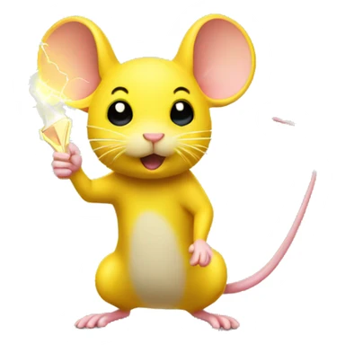 electric yellow mouse with a lightning bolt tail sticker